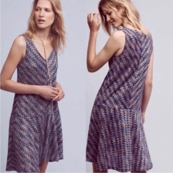 ANTHROPOLOGIE Maeve Westwater chevron stripe knit dress - Picture 1 of 13